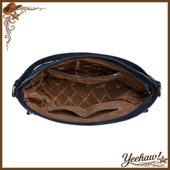 Large Faux Suede Hobo Bag with Fringe & Buckle Details, Shoulder Strap - Picture 6 of 7